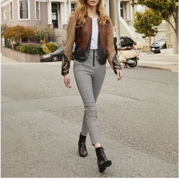 Urban Outfitters Susie High Rise Gingham Plaid Black White Pants sz 6 - Picture 4 of 16